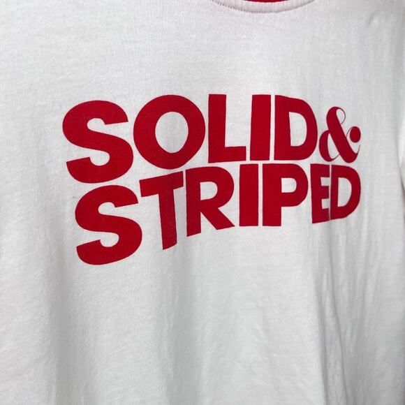 Solid and Striped Graphic Red White Short Sleeve Ringer Baby Tee Crop Top Medium - Picture 4 of 11